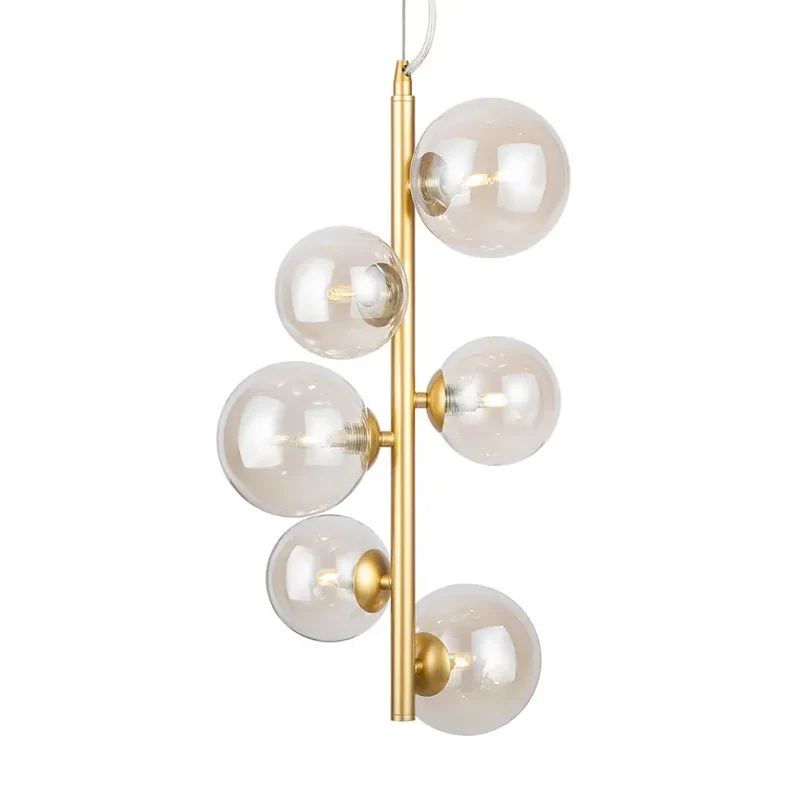 Pendelleuchte – Gold Metall, 6-flammiges Design, Glasschirme - Dallas | Maytoni