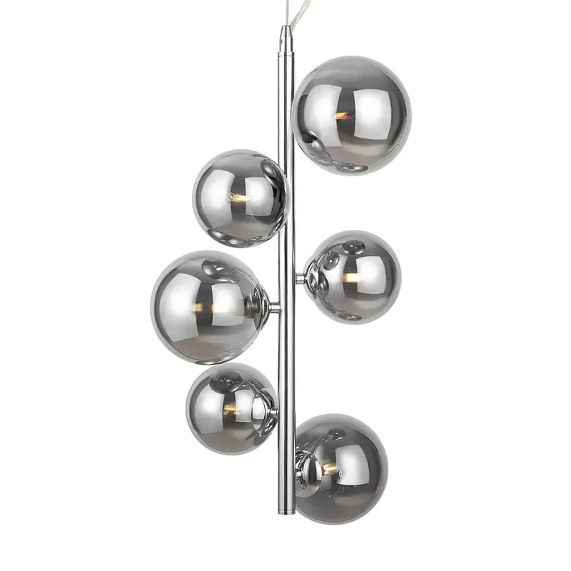 Pendelleuchte – Chrom Metall, 6-flammiges Design, Glasschirme - Dallas | Maytoni