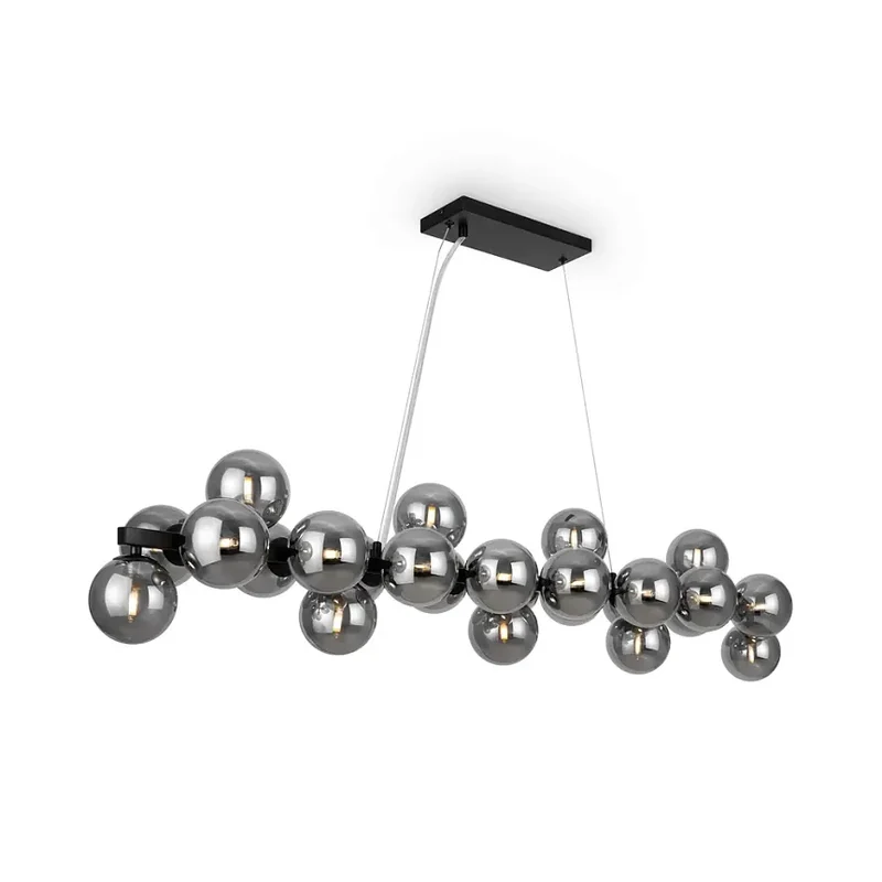 Pendelleuchte – Schwarzes Metall, 25-flammiges Design, Glasschirme - Dallas | Maytoni
