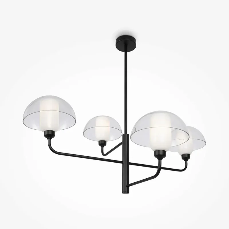 Pendelleuchte – Schwarzes Metall und Glas, 4× E14 Fassungen, 40 W Leistung, 91 cm Länge - Memory | Maytoni
