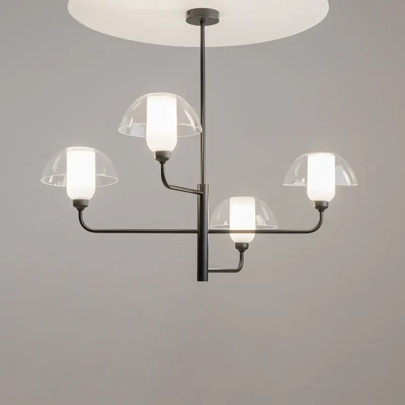 Pendelleuchte – Schwarzes Metall und Glas, 4× E14 Fassungen, 40 W Leistung, 91 cm Länge - Memory | Maytoni