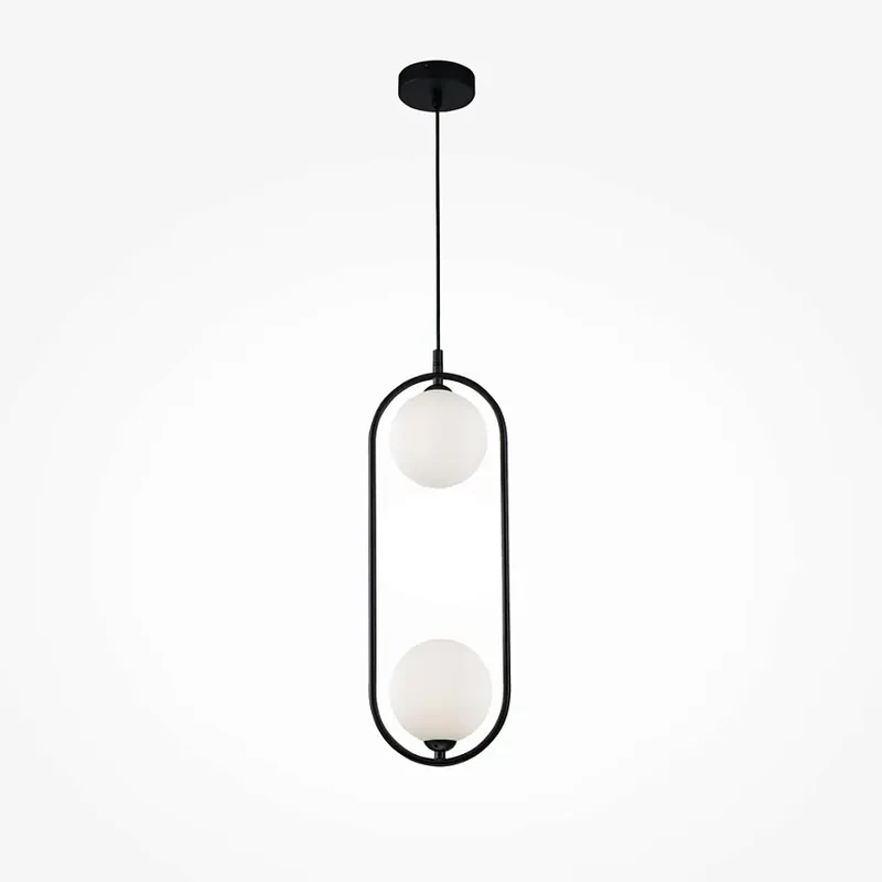 Pendelleuchte – Schwarzes Metall, Zwei G9-Fassungen, Glasschirme, IP20 Schutz - Ring | Maytoni