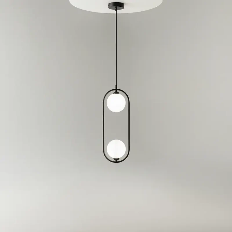 Pendelleuchte – Schwarzes Metall, Zwei G9-Fassungen, Glasschirme, IP20 Schutz - Ring | Maytoni