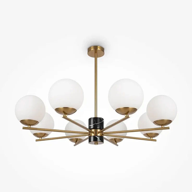 Pendelleuchte – Messingfarbenes Metall, Glasschirm, E27 Fassung, 60 W Leistung, Ø81 cm - Marble | Maytoni