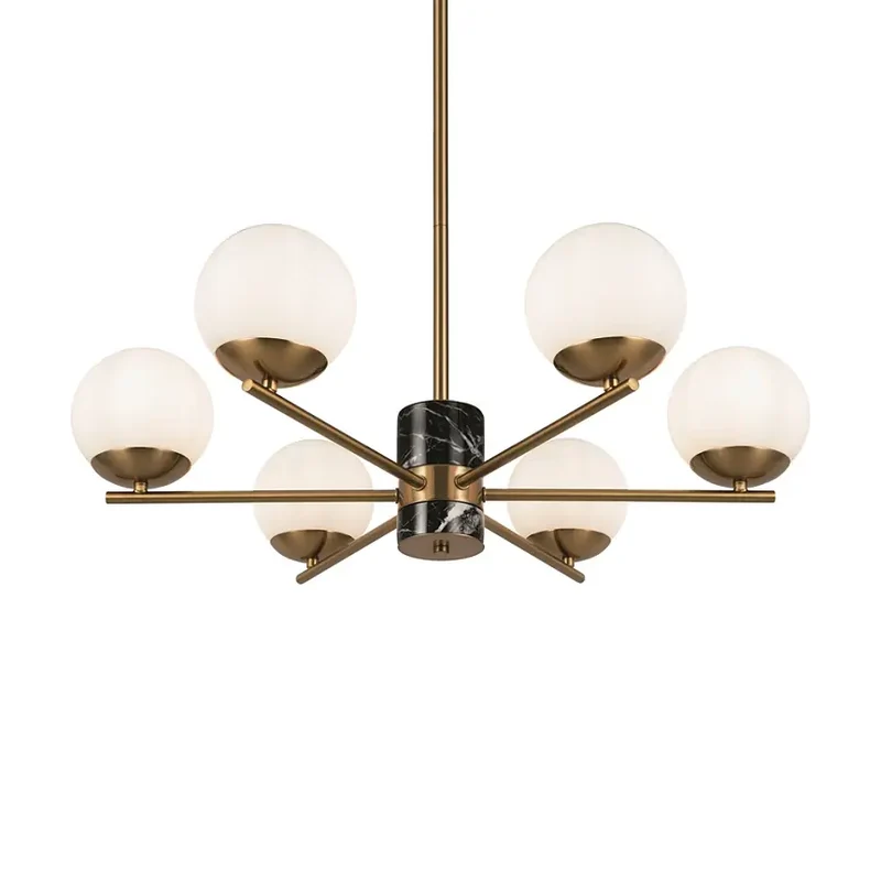 Pendelleuchte – Messingfarbenes Metall, Glasschirm, E27 Fassung, 60 W Leistung, Ø67 cm - Marble | Maytoni
