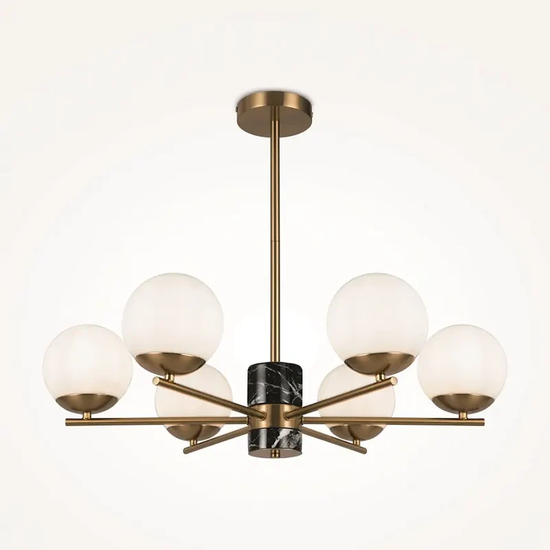 Pendelleuchte – Messingfarbenes Metall, Glasschirm, E27 Fassung, 60 W Leistung, Ø67 cm - Marble | Maytoni