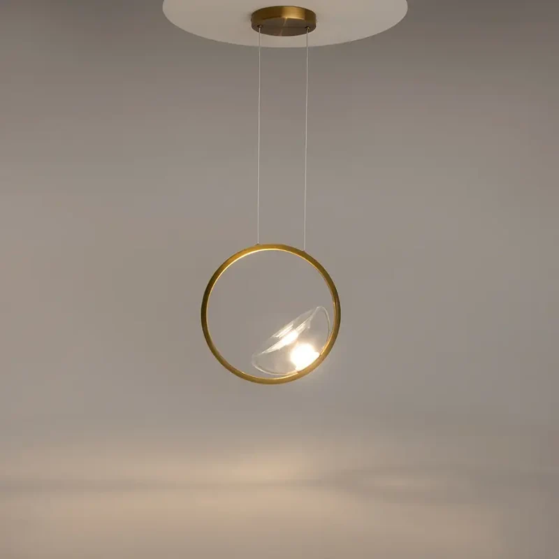 Pendelleuchte – Messingfarbenes Metall, Höhenverstellbar, 5 W Leistung, Warmweißes Licht, 35 cm Höhe - Lunare | Maytoni