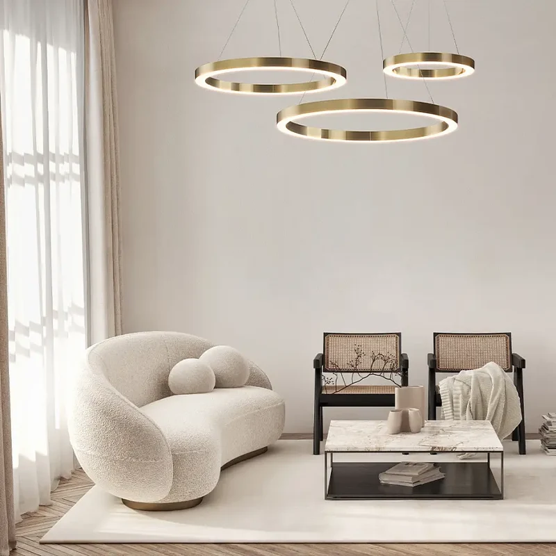 Pendelleuchte – Messing Finish, Acrylschirm, 39 W LED, IP20 Schutz, Ø60 cm - Saturno | Maytoni