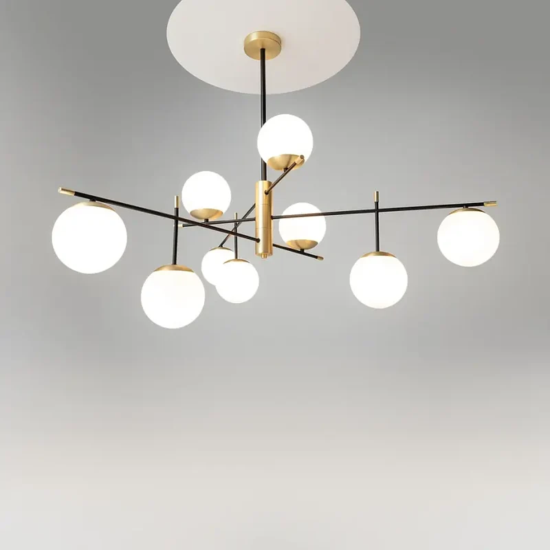 Pendelleuchte – Schwarzes Metall, Glasschirme, 9× E14, Ø131,5 cm - Nostalgia | Maytoni