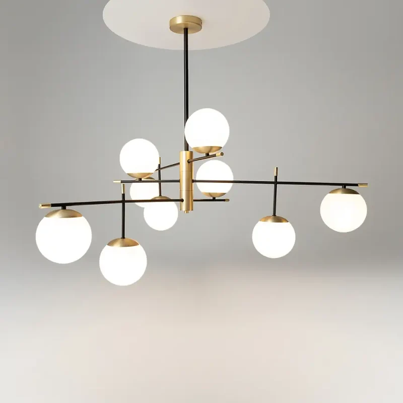 Pendelleuchte – Schwarzes Metall, Glasschirme, 9× E14, Ø131,5 cm - Nostalgia | Maytoni