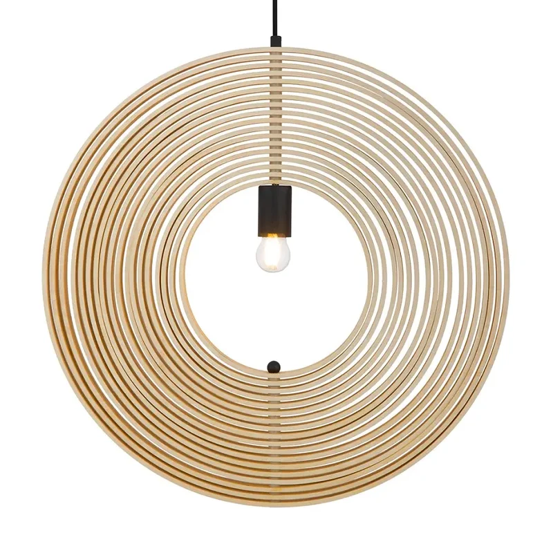 Pendelleuchte – Schwarzes Metall, Holzschirm, Kugel Design, E27 Fassung, IP20 Schutz, Ø60 cm - Roots | Maytoni