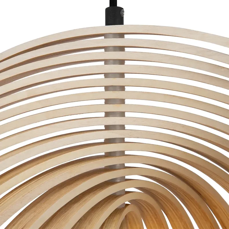 Pendelleuchte – Schwarzes Metall, Holzschirm, Kugel Design, E27 Fassung, IP20 Schutz, Ø60 cm - Roots | Maytoni