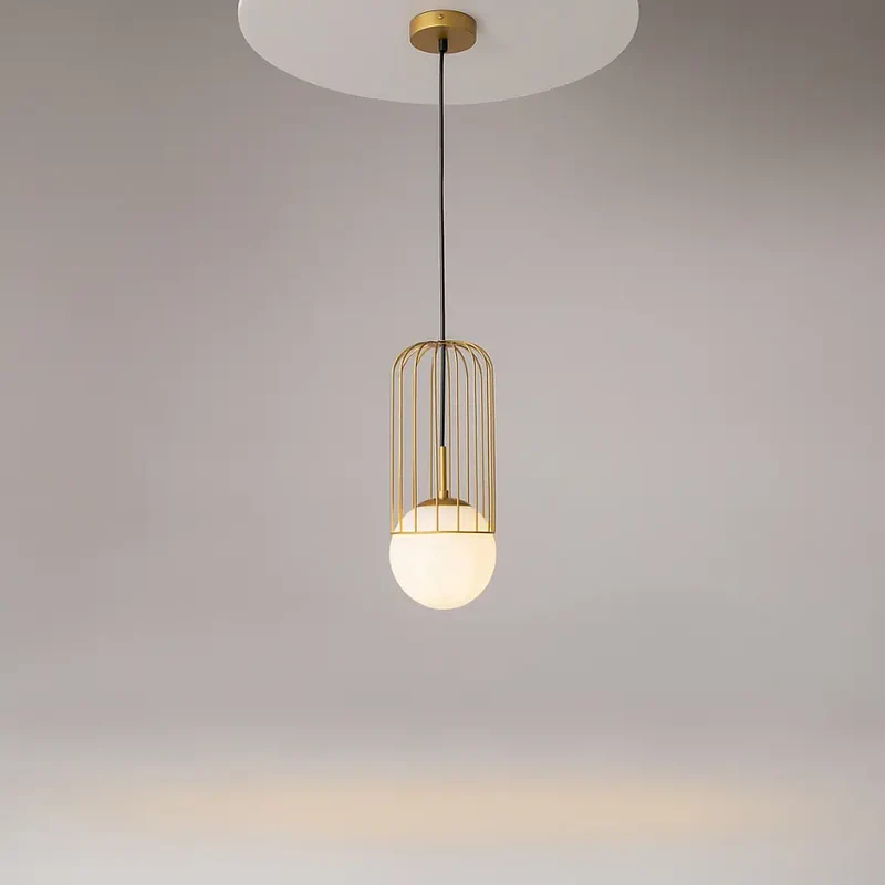 Pendelleuchte – Gold Finish, Metall-Glasgehäuse, 60 W, Ø15 cm - Telford | Maytoni