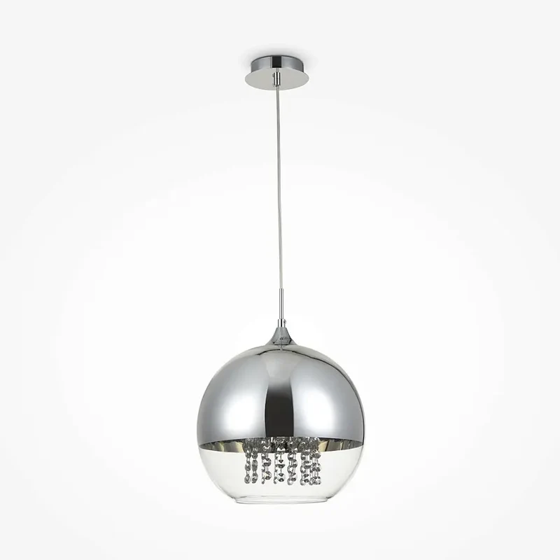 Pendelleuchte – Nickel-Metall, Transparentes Glas, 1 × E27, Höhe 105 cm - Fermi | Maytoni