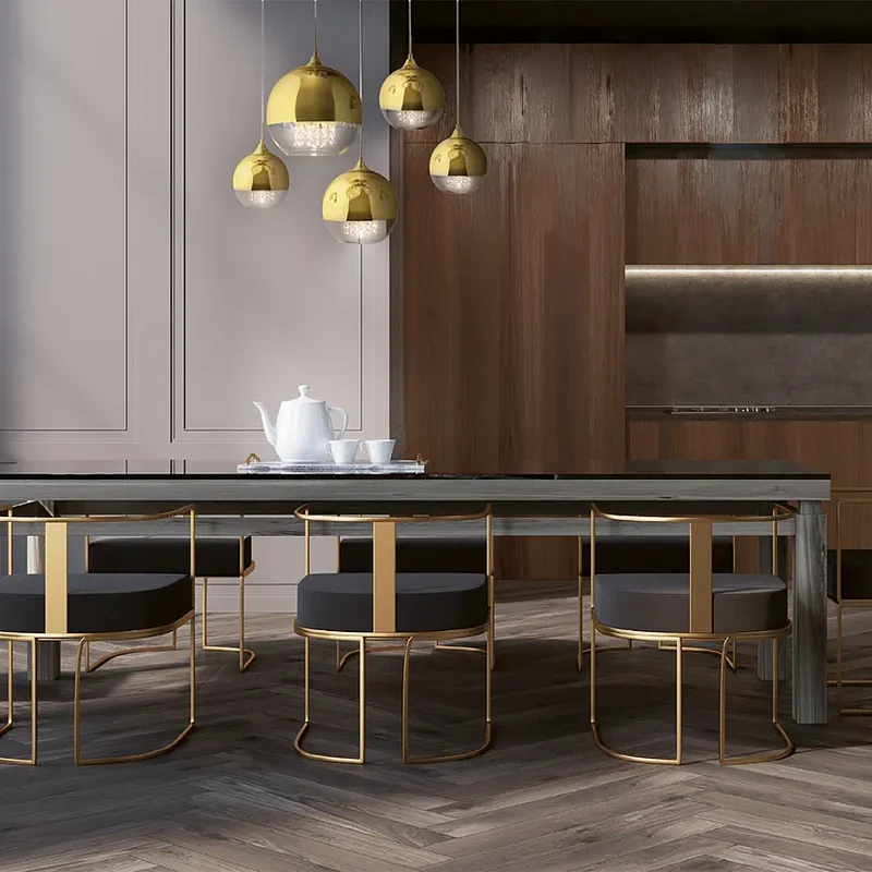Pendelleuchte – Goldfarbenes Metall, Transparentes Glas, 5 × E27, Höhe 95 cm - Fermi | Maytoni