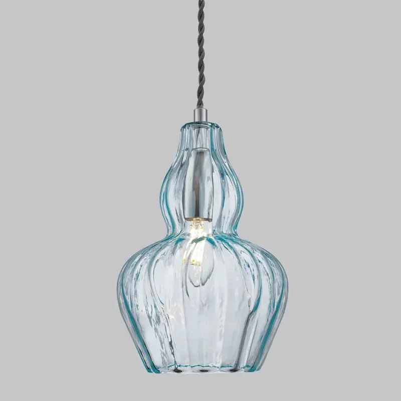 Pendelleuchte – Blaues Glas, Nickel-Finish, Strukturglas - Eustoma | Maytoni