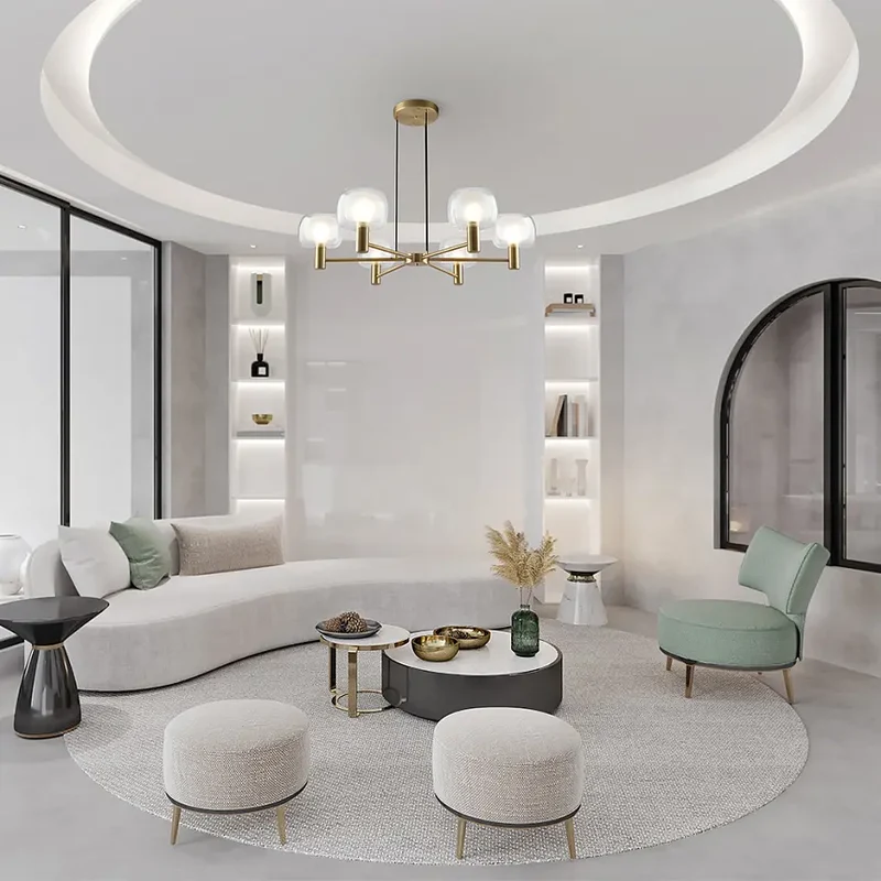 Pendelleuchte – Gold Finish, Aluminium Gehäuse, 6 Lichtquellen - Vision | Maytoni