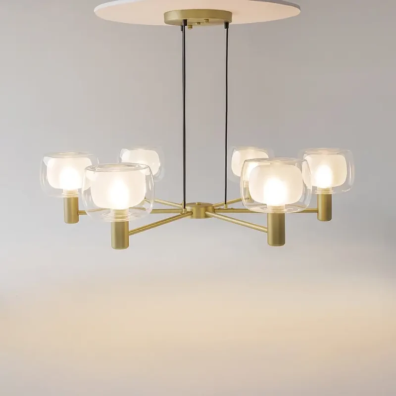 Pendelleuchte – Gold Finish, Aluminium Gehäuse, 6 Lichtquellen - Vision | Maytoni