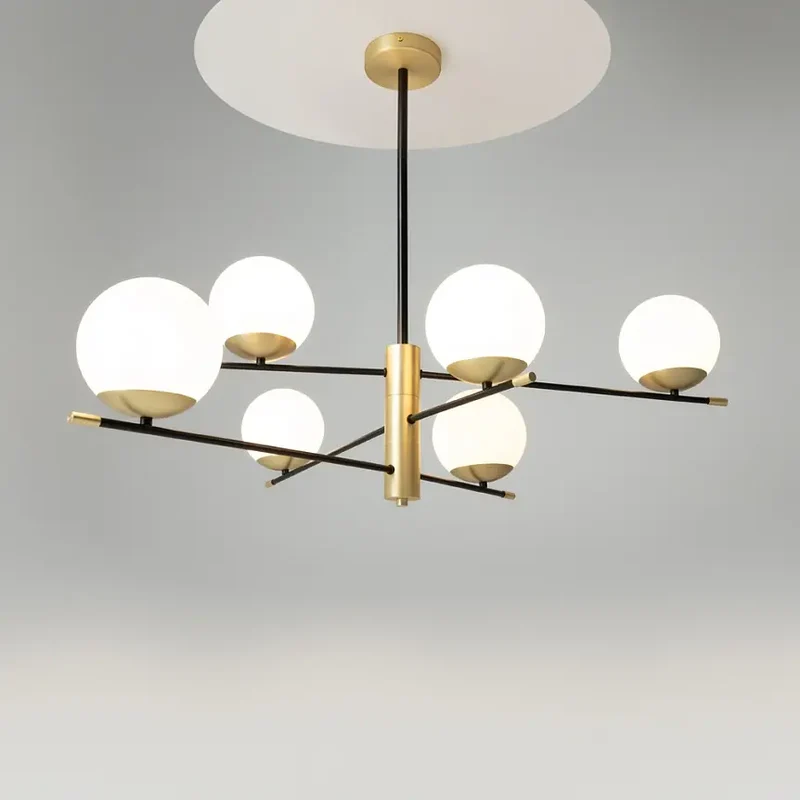 Pendelleuchte – Schwarzes Metall, Glasschirme, 6× E14, Ø100 cm - Nostalgia | Maytoni