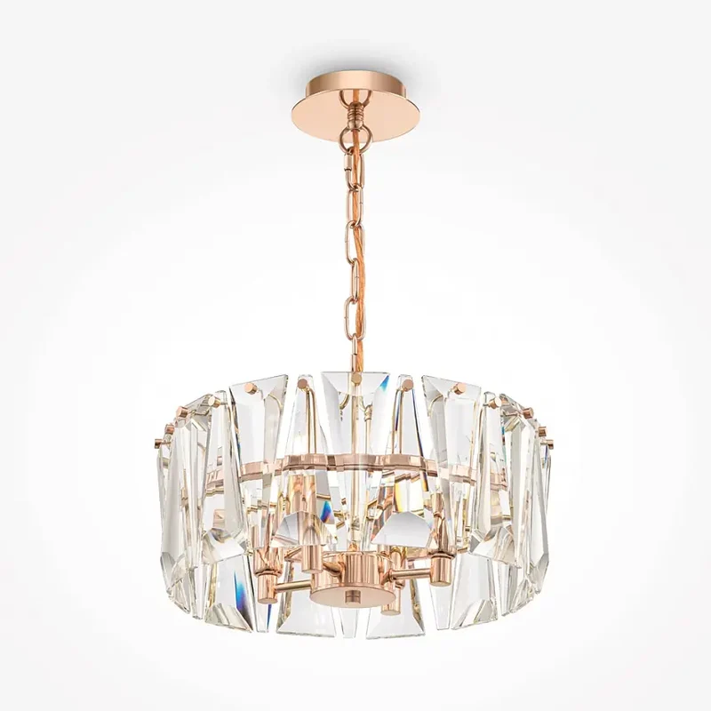 Pendelleuchte – Goldfarbenes Metall, Kristall Design, 4×E14 Fassung, Ø38 cm - Puntes | Maytoni