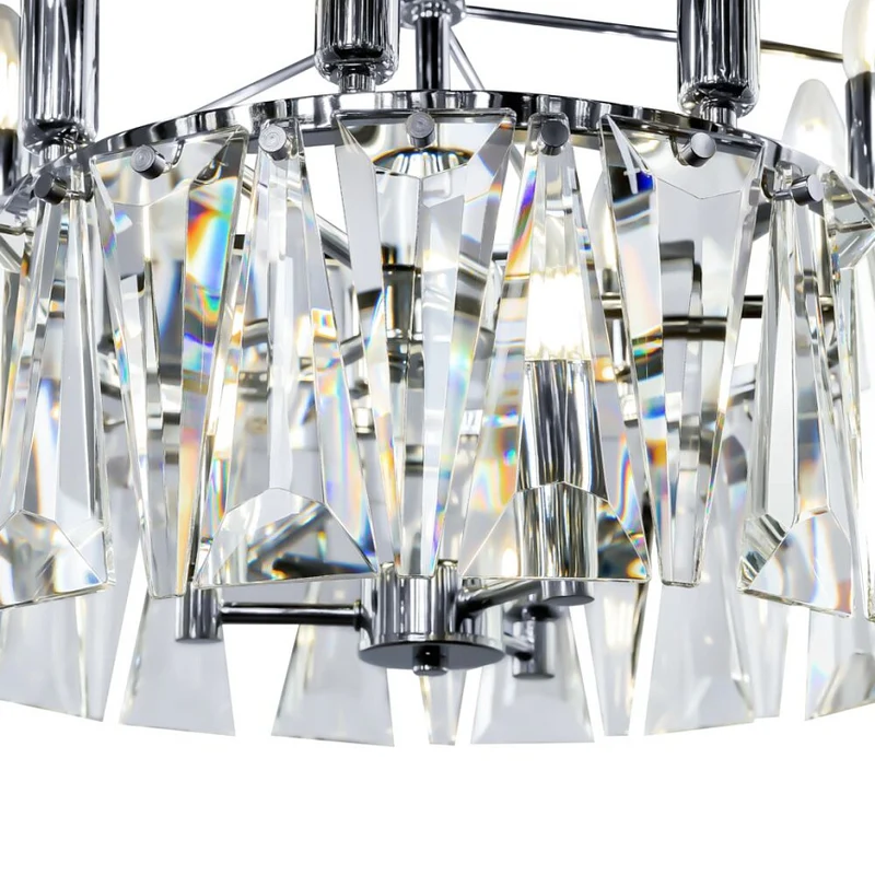 Pendelleuchte – Chromfarbenes Metall, Kristall Design, 12×E14 Fassung, Ø68 cm - Puntes | Maytoni