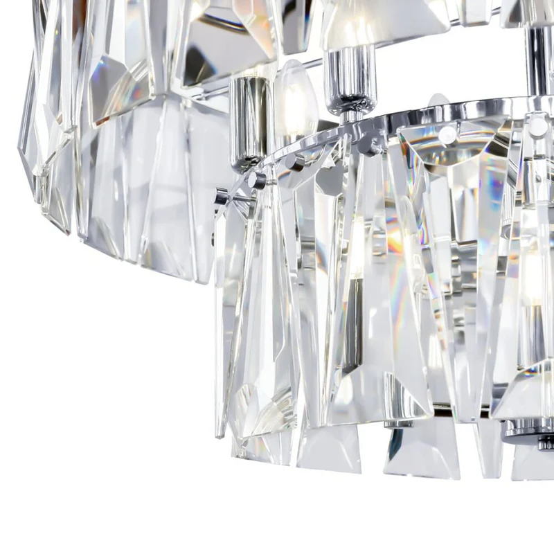 Pendelleuchte – Chromfarbenes Metall, Kristall Design, 12×E14 Fassung, Ø68 cm - Puntes | Maytoni