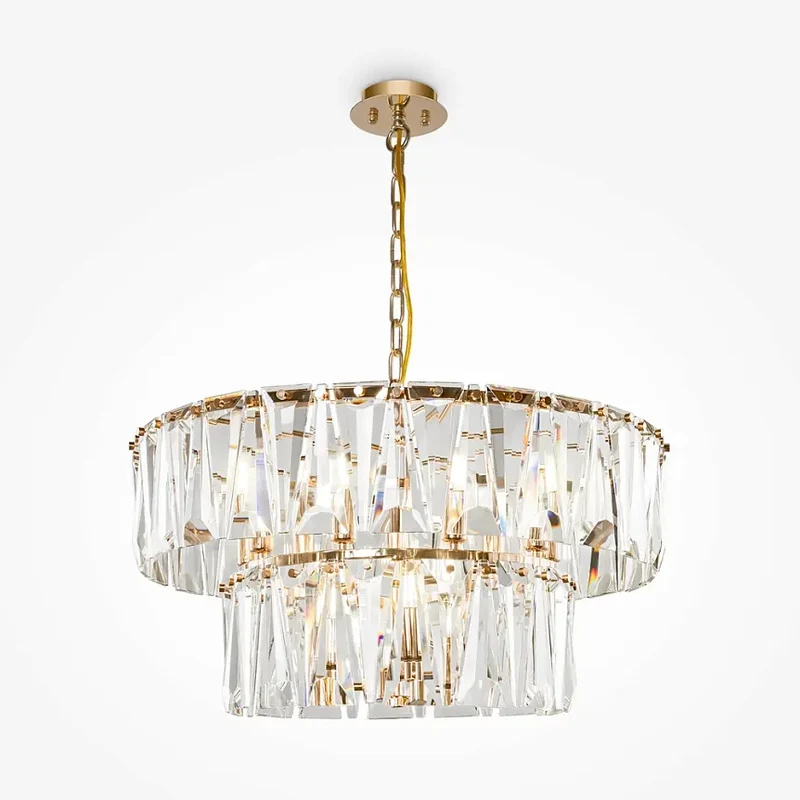 Pendelleuchte – Goldfarbenes Metall, Kristall Design, 12×E14 Fassung, Ø68 cm - Puntes | Maytoni