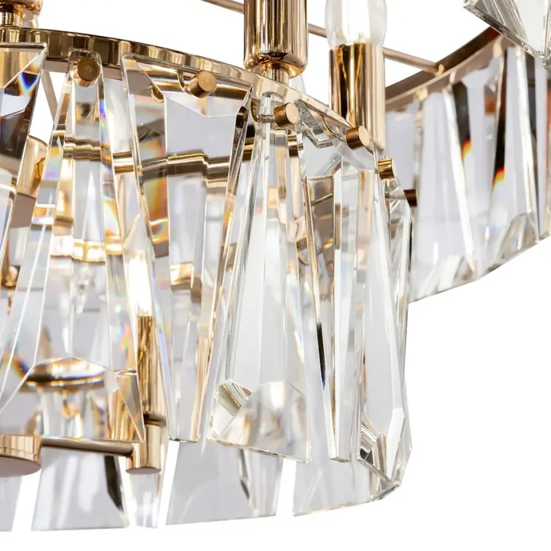 Pendelleuchte – Goldfarbenes Metall, Kristall Design, 12×E14 Fassung, Ø68 cm - Puntes | Maytoni