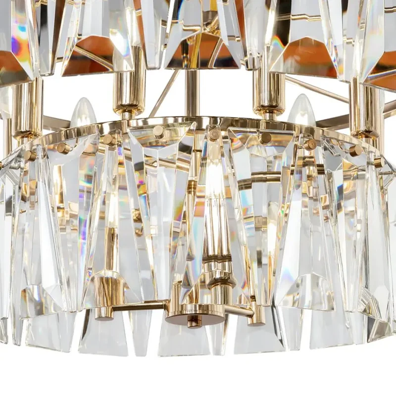 Pendelleuchte – Goldfarbenes Metall, Kristall Design, 12×E14 Fassung, Ø68 cm - Puntes | Maytoni