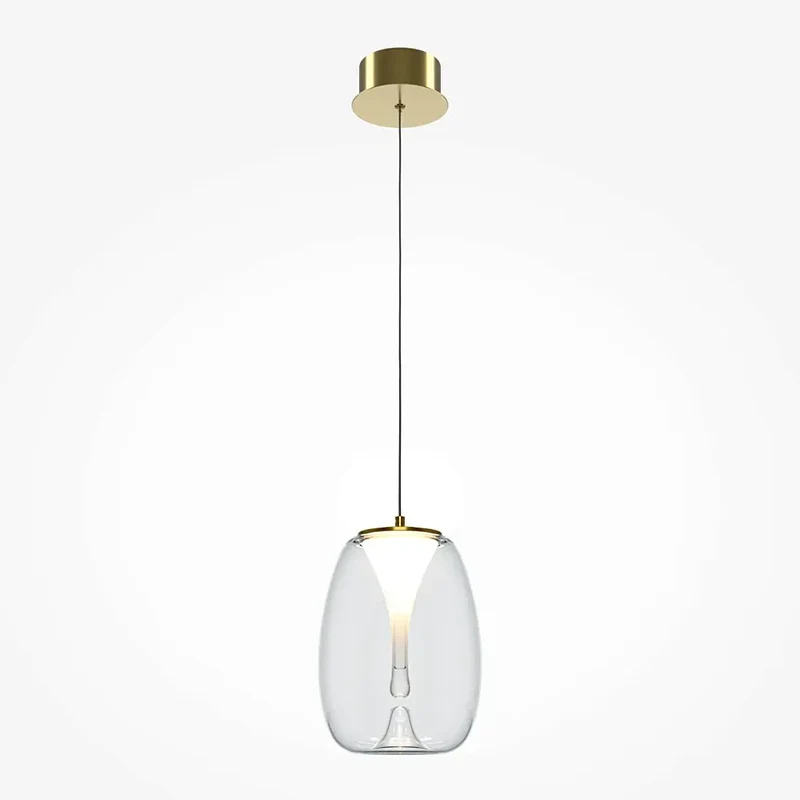 Pendelleuchte – Goldfarbenes Aluminium, Klarer Glasschirm, 7 W Leistung, IP20 Schutzart, Ø20 cm - Splash | Maytoni