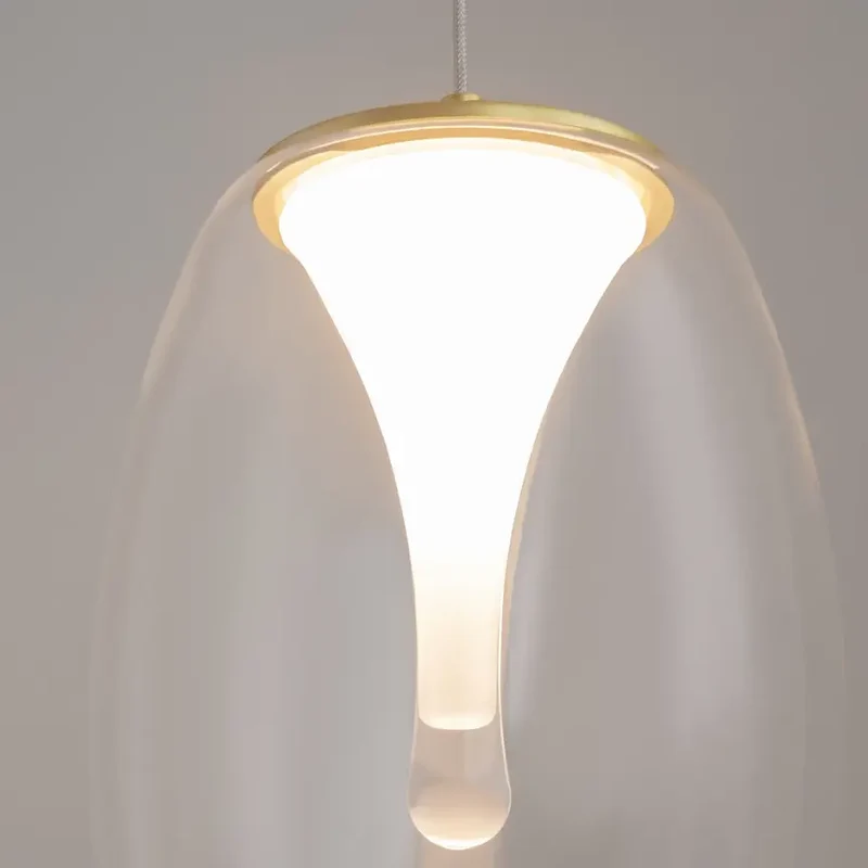 Pendelleuchte – Goldfarbenes Aluminium, Klarer Glasschirm, 7 W Leistung, IP20 Schutzart, Ø20 cm - Splash | Maytoni