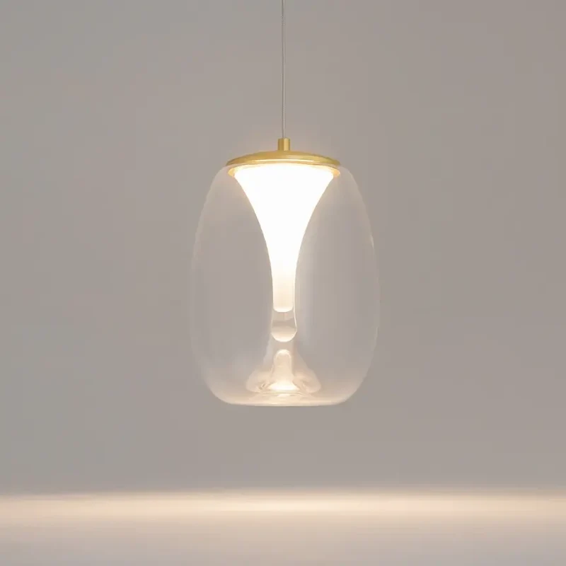 Pendelleuchte – Goldfarbenes Aluminium, Klarer Glasschirm, 7 W Leistung, IP20 Schutzart, Ø20 cm - Splash | Maytoni