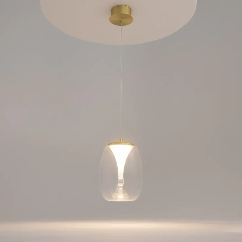 Pendelleuchte – Goldfarbenes Aluminium, Klarer Glasschirm, 7 W Leistung, IP20 Schutzart, Ø20 cm - Splash | Maytoni