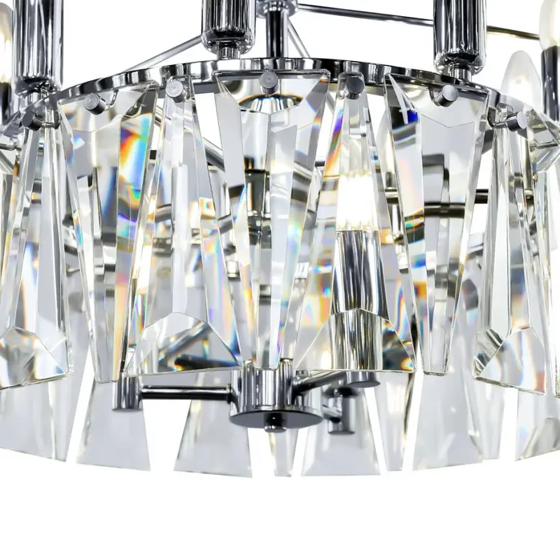 Pendelleuchte – Chromfarbenes Metall, Kristall Design, 18×E14 Fassung, Ø77 cm - Puntes | Maytoni