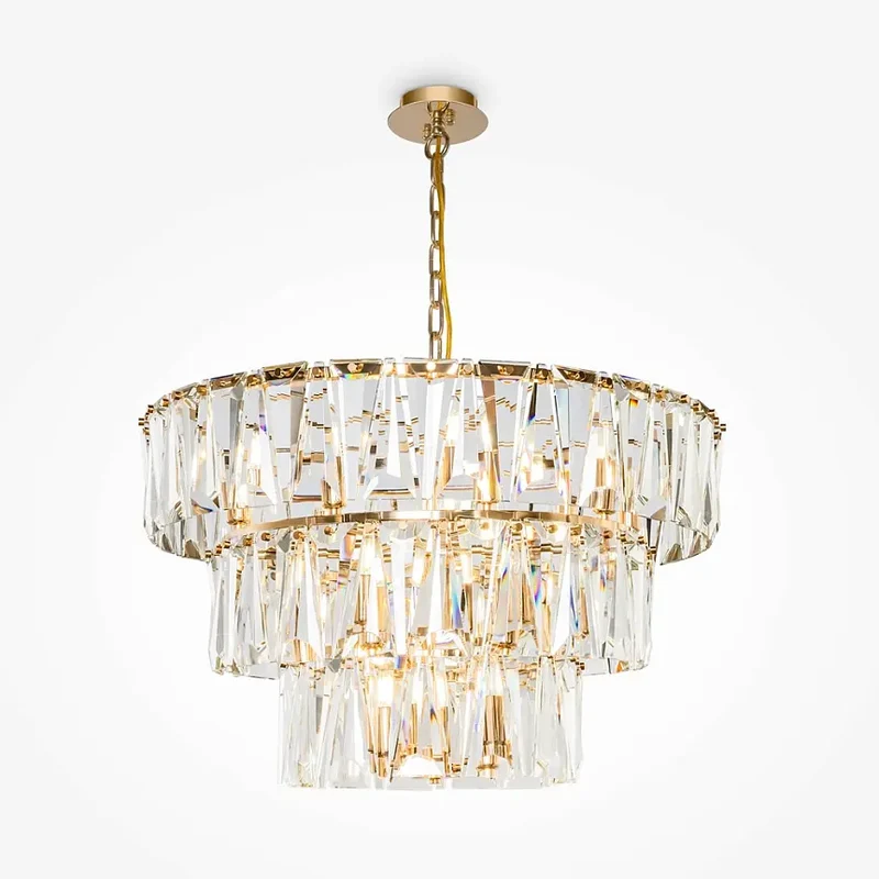 Pendelleuchte – Goldfarbenes Metall, Kristall Design, 18×E14 Fassung, Ø77 cm - Puntes | Maytoni