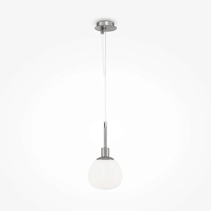 Pendelleuchte – Nickelfarbenes Metall, Glasschirm, 1× E14 Fassung, 40 W Leistung - Erich | Maytoni