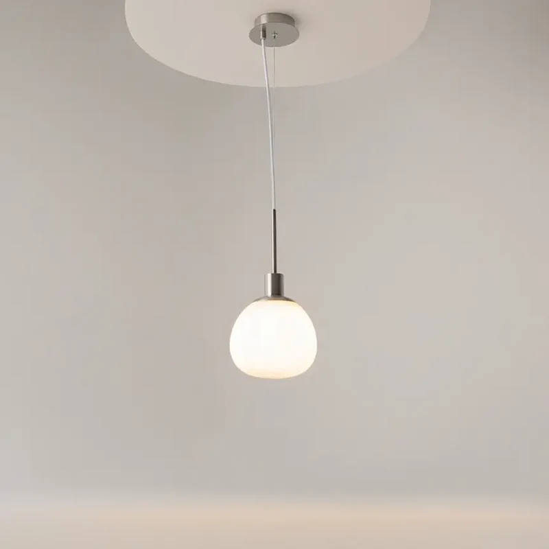 Pendelleuchte – Nickelfarbenes Metall, Glasschirm, 1× E14 Fassung, 40 W Leistung - Erich | Maytoni
