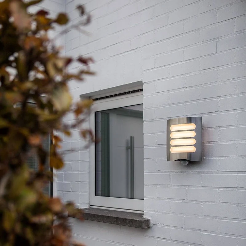 LED Außenwandleuchte Farell mit Sensor IP44 Edelstahl
