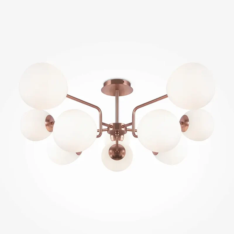 Pendelleuchte – Messingfarbenes Metall, 10 Glasschirme, 10× E14 Fassung, 40 W Leistung - Erich | Maytoni