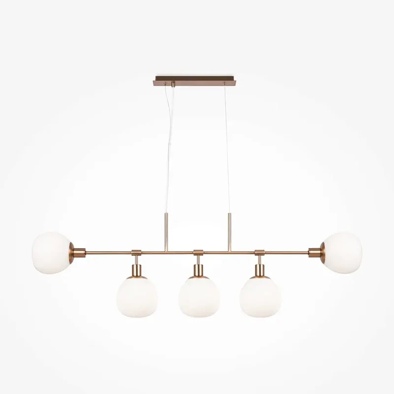 Pendelleuchte – Goldfarbenes Metall, 5 Glasschirme, 5× E14 Fassung, 40 W Leistung - Erich | Maytoni