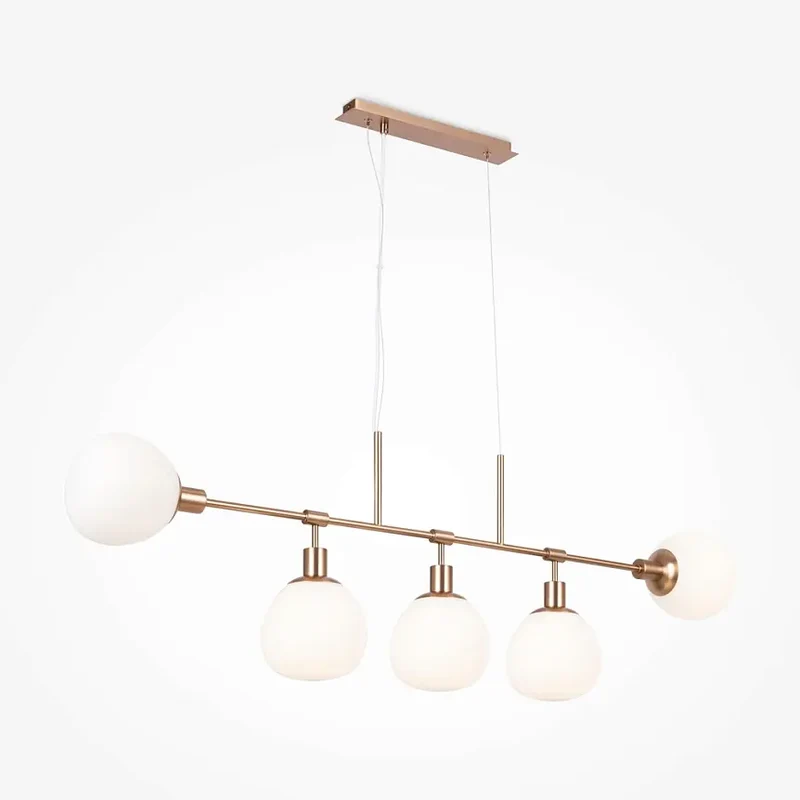 Pendelleuchte – Goldfarbenes Metall, 5 Glasschirme, 5× E14 Fassung, 40 W Leistung - Erich | Maytoni