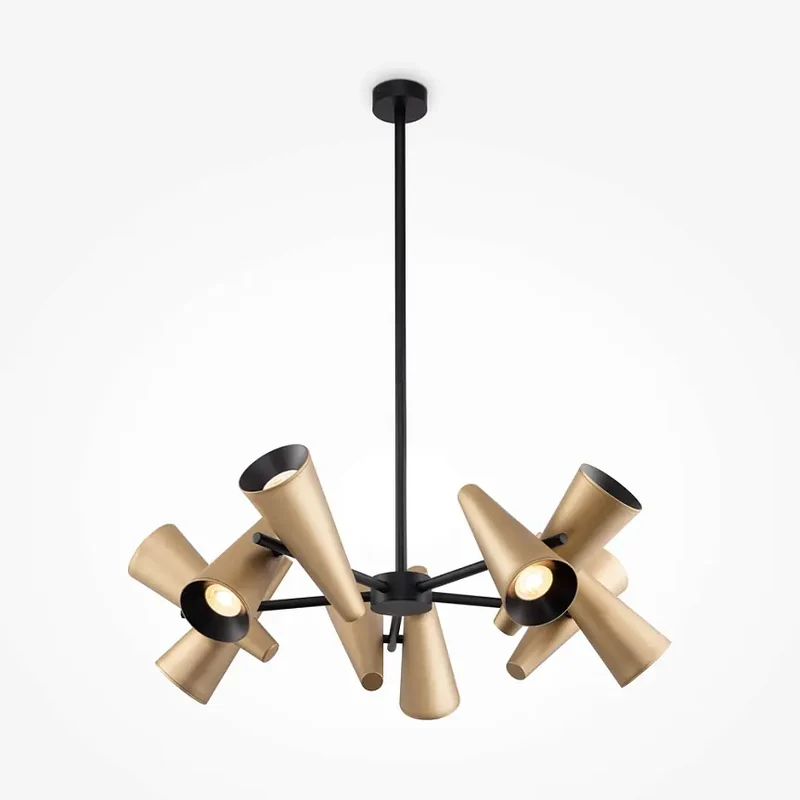 Pendelleuchte – Schwarz-Messing Metall, 10 × GU10 Fassung, 50 W, Ø69 cm - Giro | Maytoni