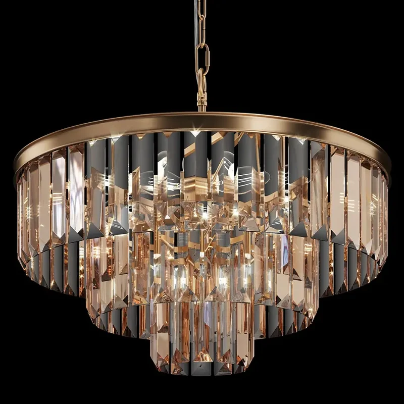 Pendelleuchte – Goldfarbenes Metall, Kristallschirm, E14 Fassung, Ø50 cm - Revero | Maytoni