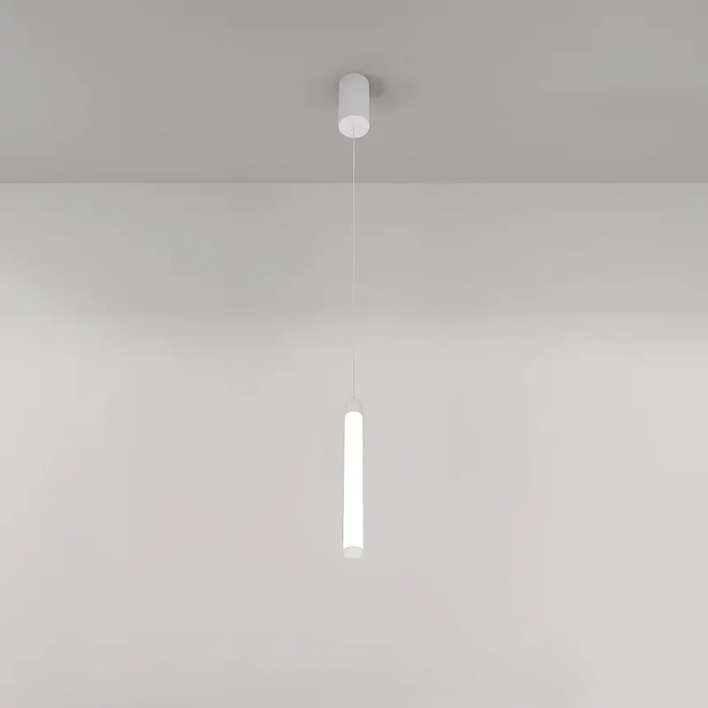 Pendelleuchte – Weißes Aluminium, 10W LED, Warmweiß Licht, Ø3 cm - Ray | Maytoni