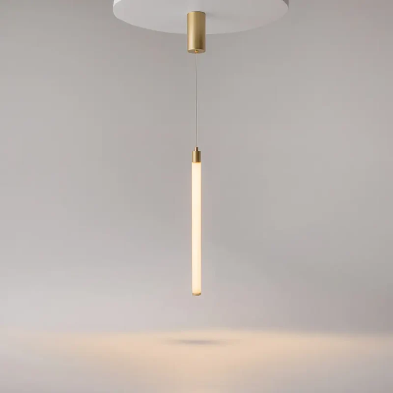Pendelleuchte – Mattgold Aluminium, 10W LED, Warmweiß Licht, Ø3 cm - Ray | Maytoni