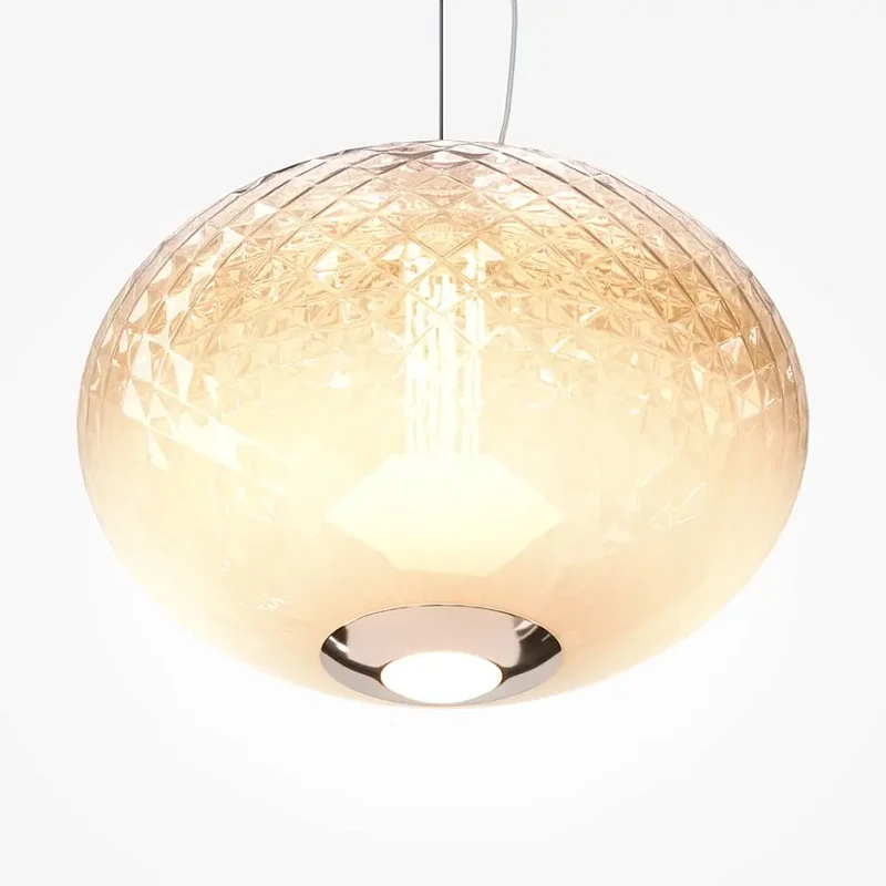 Pendelleuchte – Verchromtes Metall, Gläserner Schirm, Warmweißes Licht, 324 cm Höhe - Bruma | Maytoni