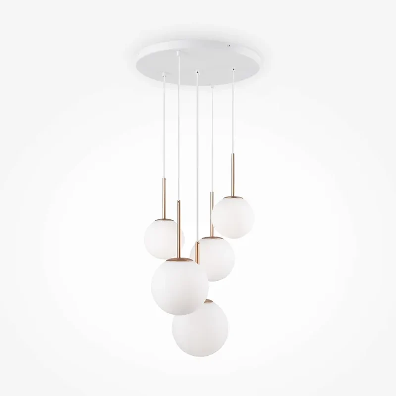 Pendelleuchte – Gold Ton, Glas Schirm, Runde Form - Basic form | Maytoni