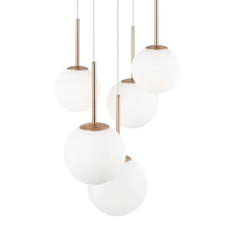 Pendelleuchte – Gold Ton, Glas Schirm, Runde Form - Basic form | Maytoni