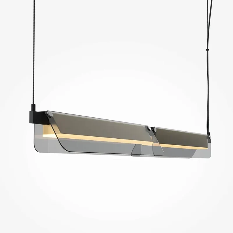 Pendelleuchte – Schwarzes Aluminium, Rauchglas, 20 W LED, Länge 93 cm - Flat | Maytoni
