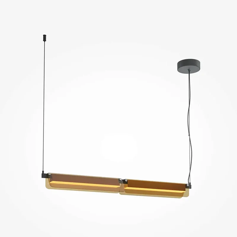 Pendelleuchte – Schwarzes Aluminium, Bernsteinglas, 20 W LED, Länge 93 cm - Flat | Maytoni